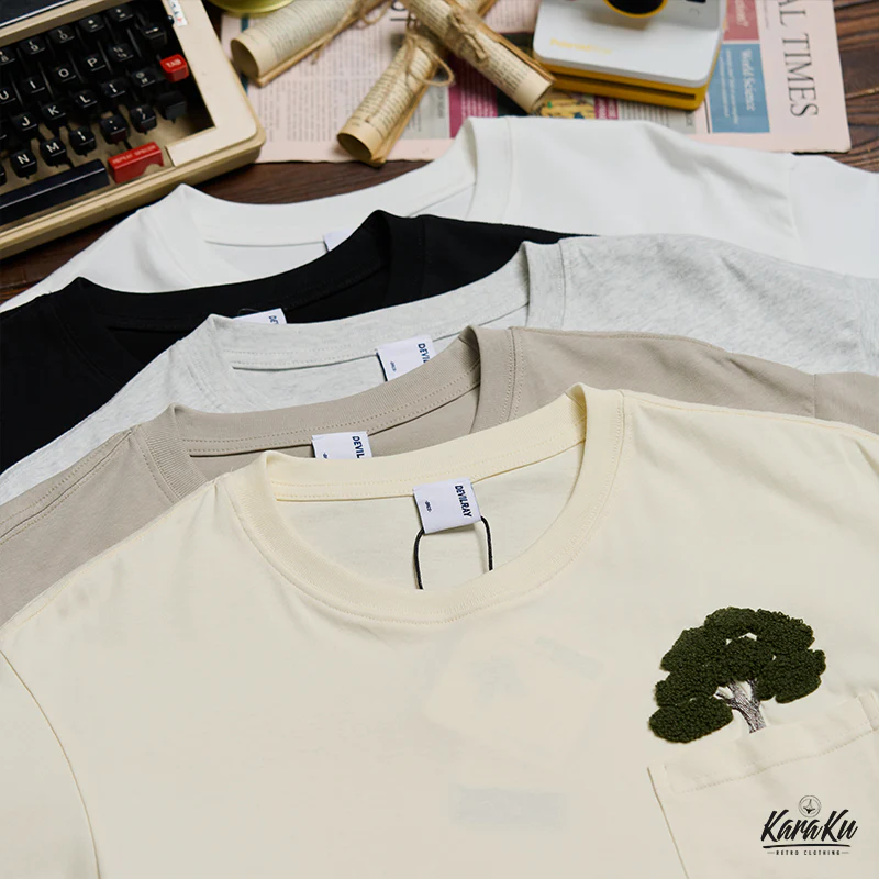 「木はポケットの中で育つ」サガラ刺繍コットンTee - Image 10