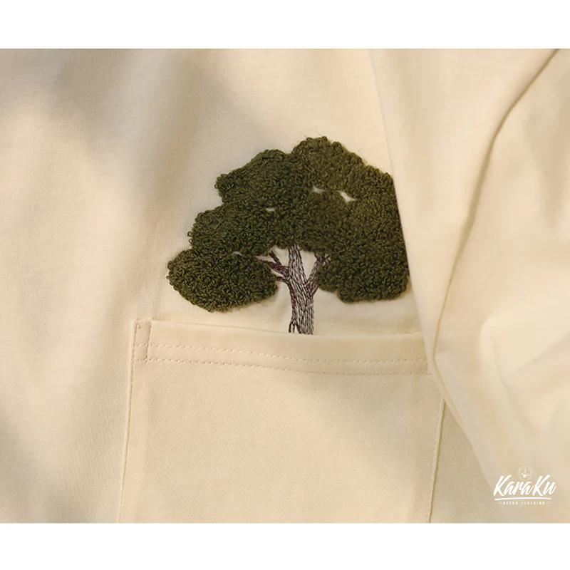 「木はポケットの中で育つ」サガラ刺繍コットンTee - Image 19