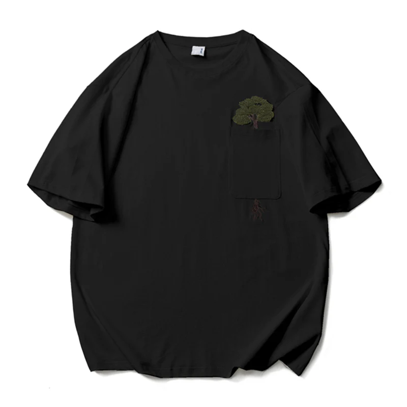 「木はポケットの中で育つ」サガラ刺繍コットンTee - Image 3