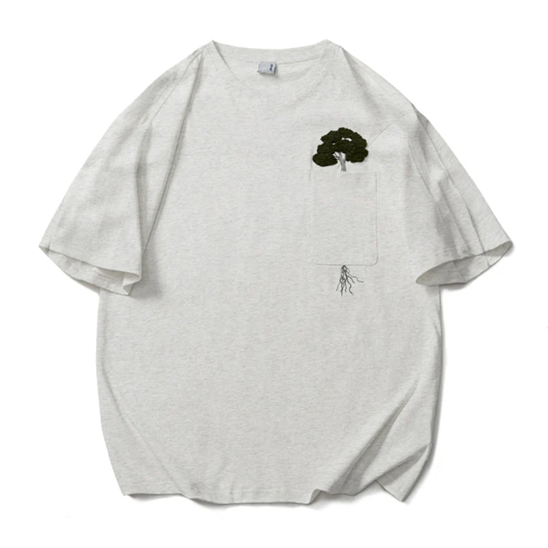 「木はポケットの中で育つ」サガラ刺繍コットンTee - Image 5