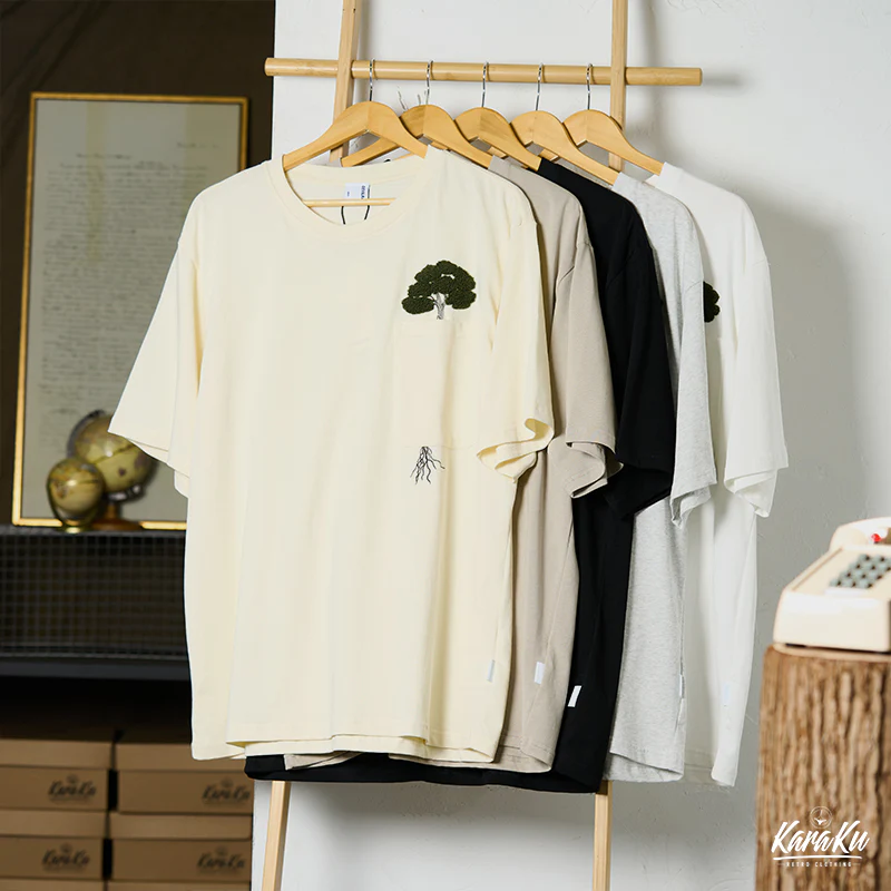 「木はポケットの中で育つ」サガラ刺繍コットンTee - Image 8