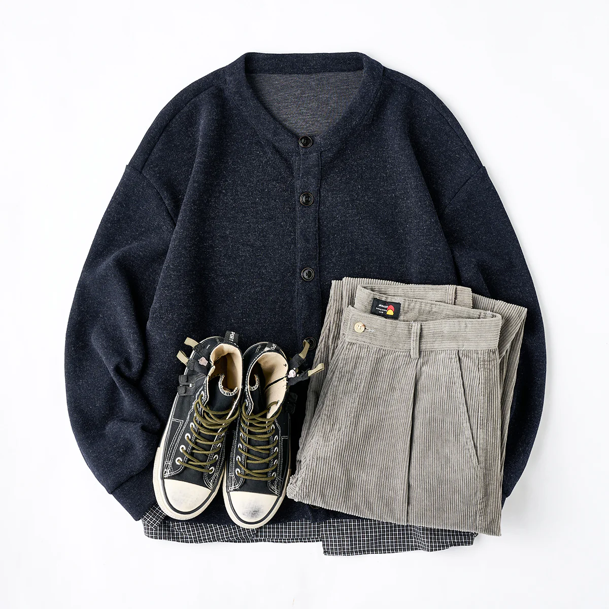 フェイクレイヤード仕様　チェック柄シャツ＆ウール混ニットカーディガン - Image 17