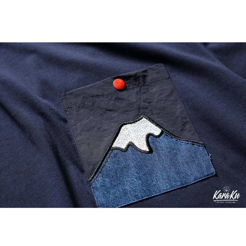 「朝日の富士」パッチポケット付きコットン半袖Tee - Image 7