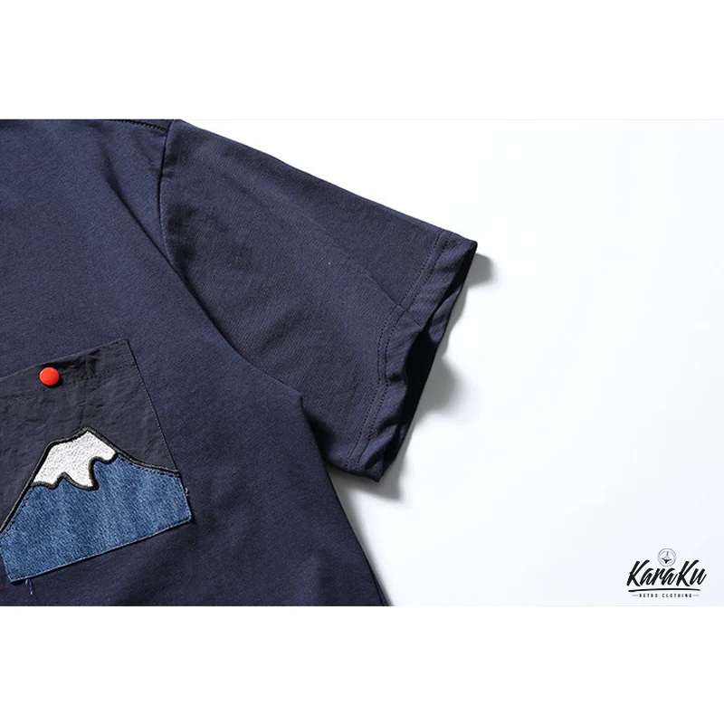 「朝日の富士」パッチポケット付きコットン半袖Tee - Image 8