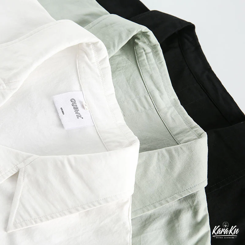 無地3色コットンキューバカラーシャツ - Image 8