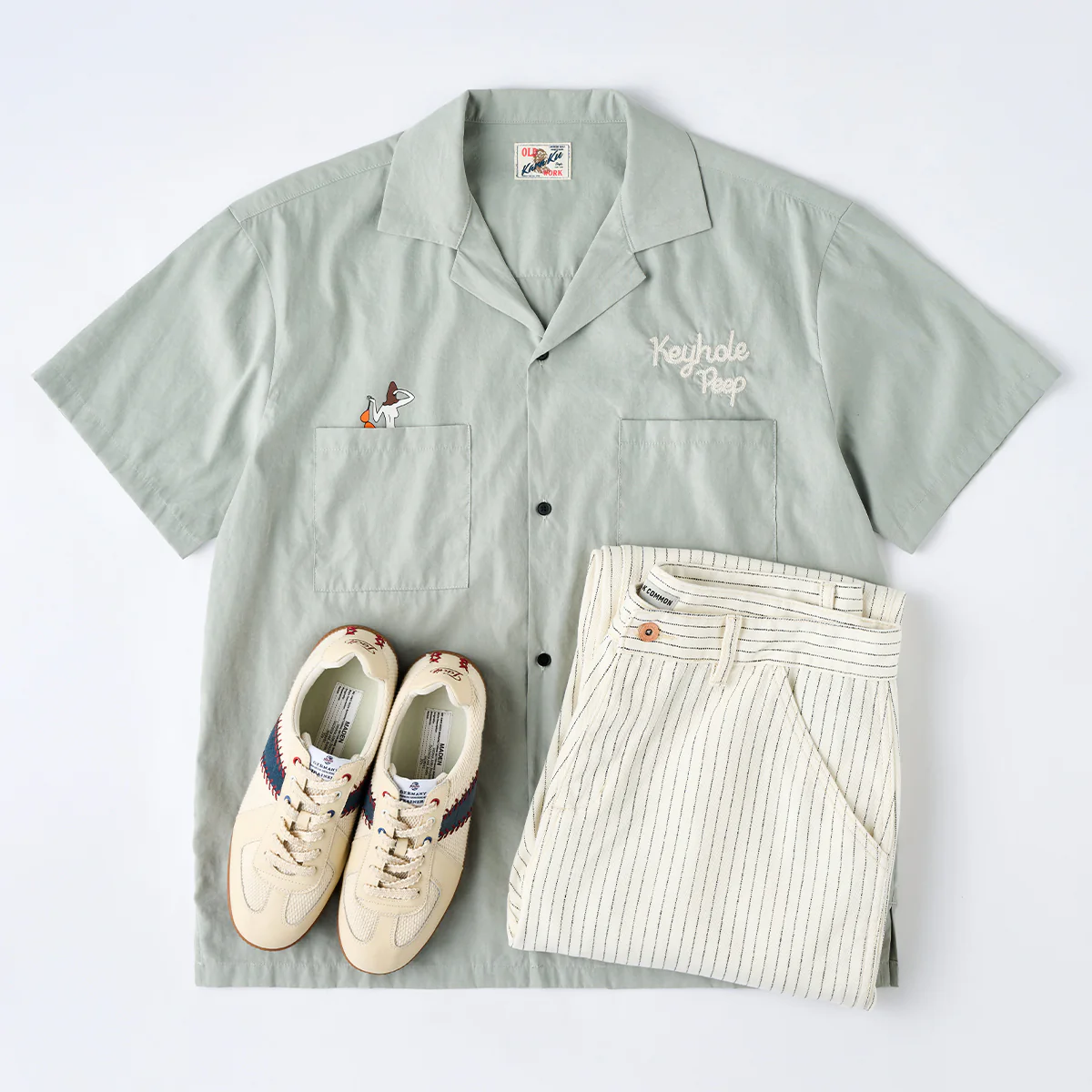 ウォバッシュ　ストライプ柄ホワイトワークデニムパンツ - Image 20