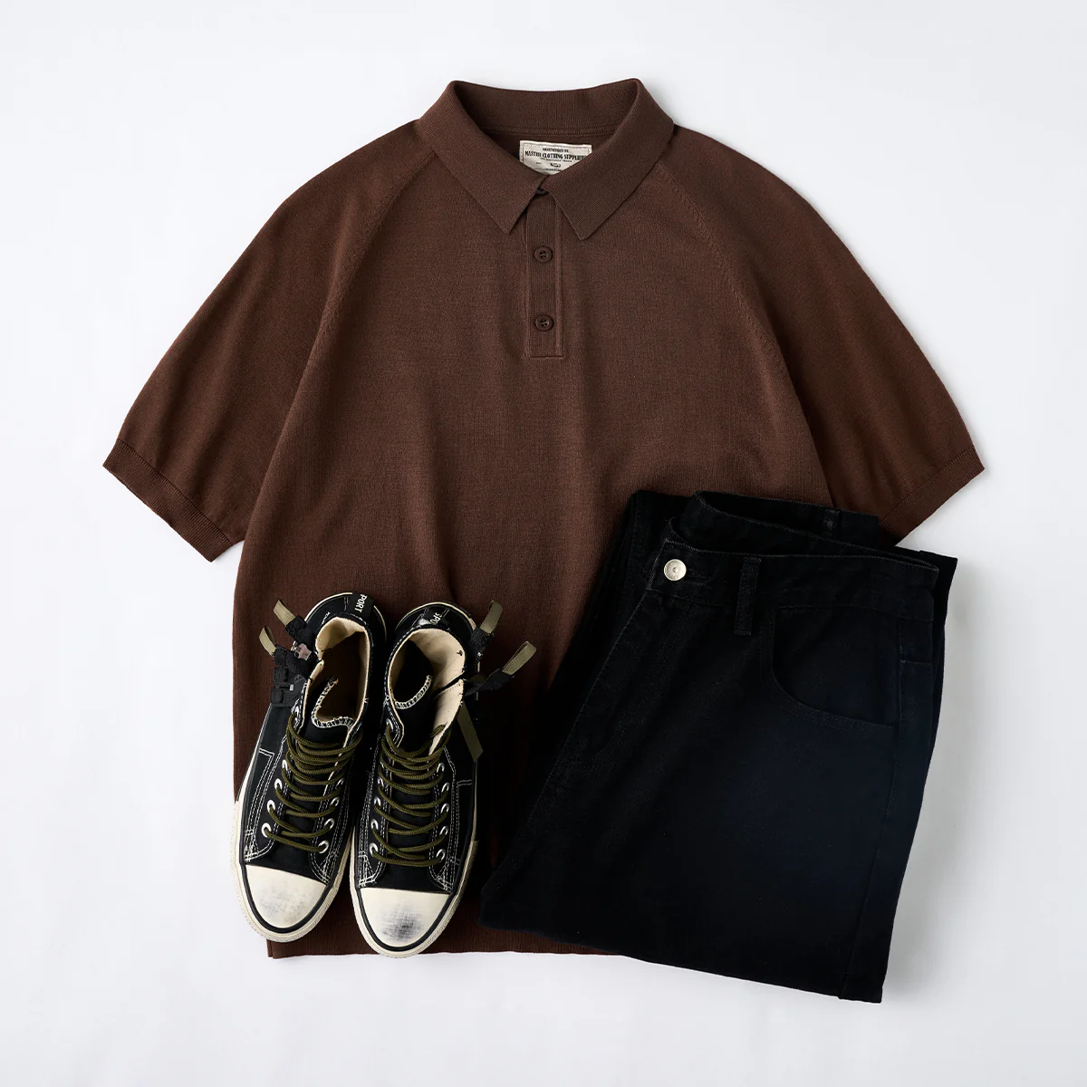 Business&Casual　無地7色ラグランスリーブニットポロシャツ - Image 20