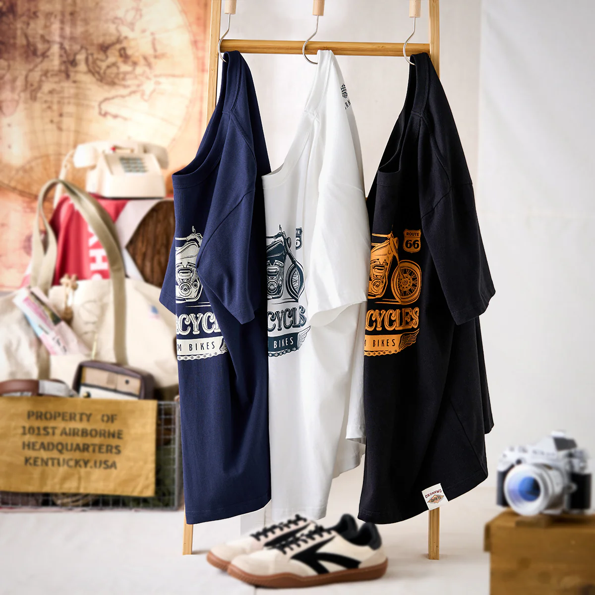 210gヘビーウェイト　バイカー定番抜染プリントコットンTee - Image 5