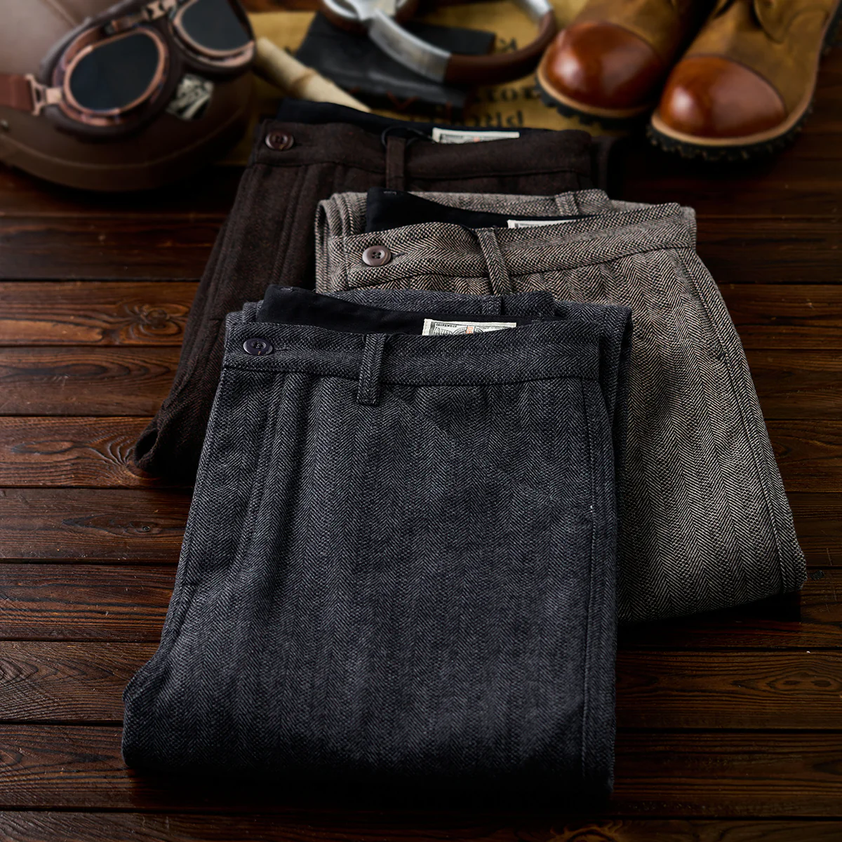 Business&Casual　ウール混ヘリンボーンツイルスラックス - Image 6