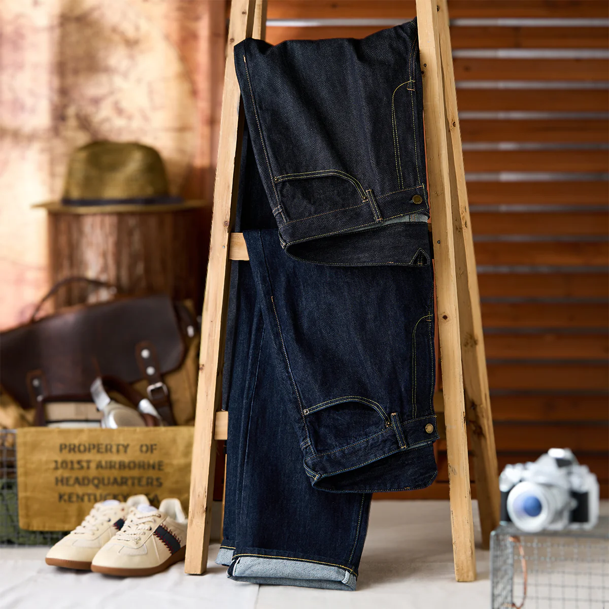 14.75oz 2タイプ選べるシンチバック付きヘビーウェイトデニムパンツ - Image 4