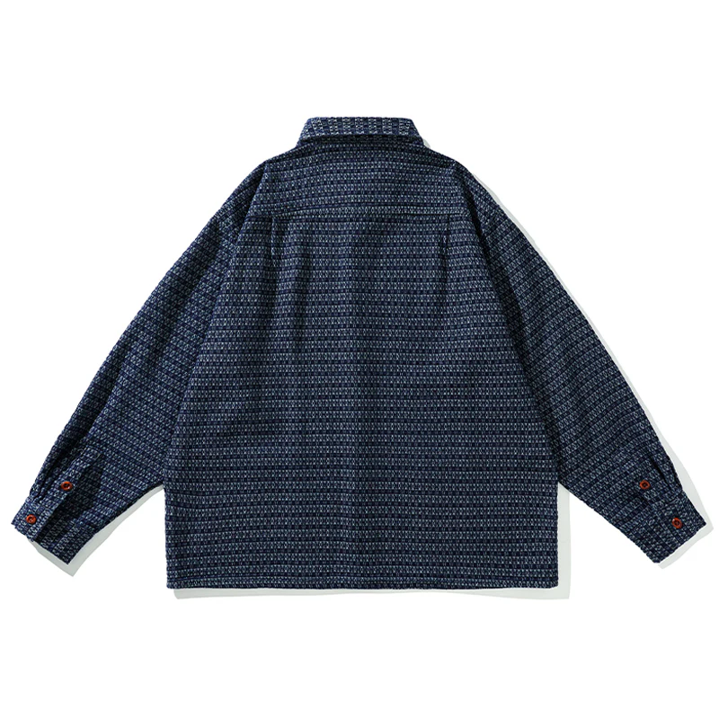 ウォッシュ加工 ジャガード織り柄デニムシャツジャケット - Image 3