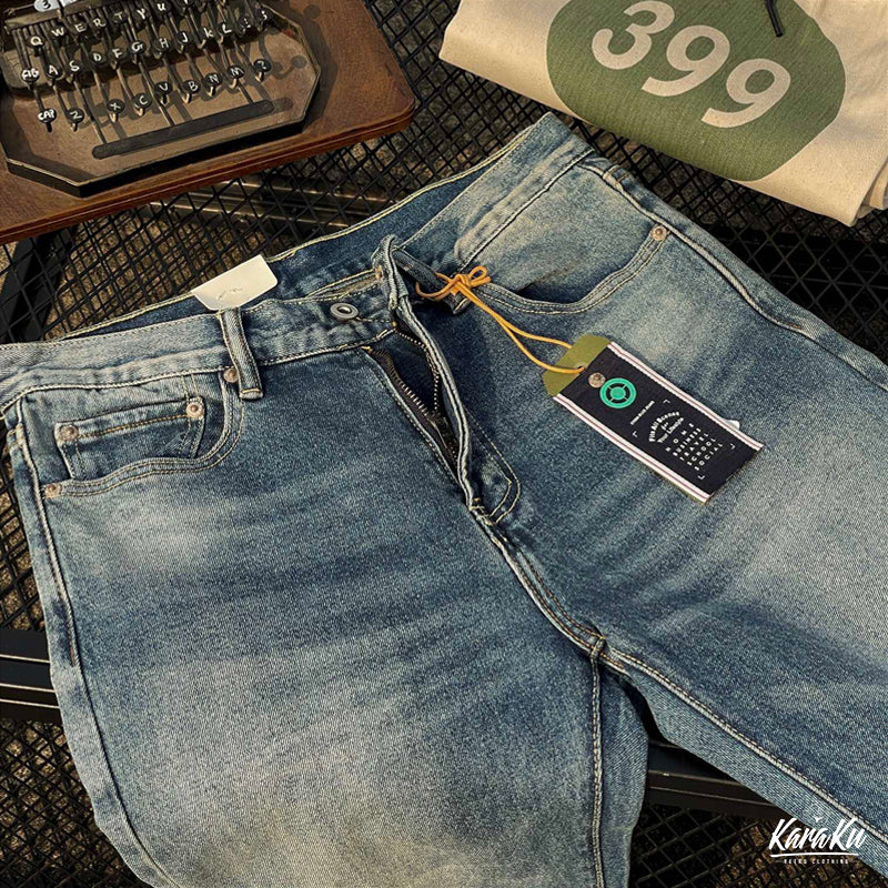 ディストレスト加工 タックストレッチデニムパンツ - Image 6
