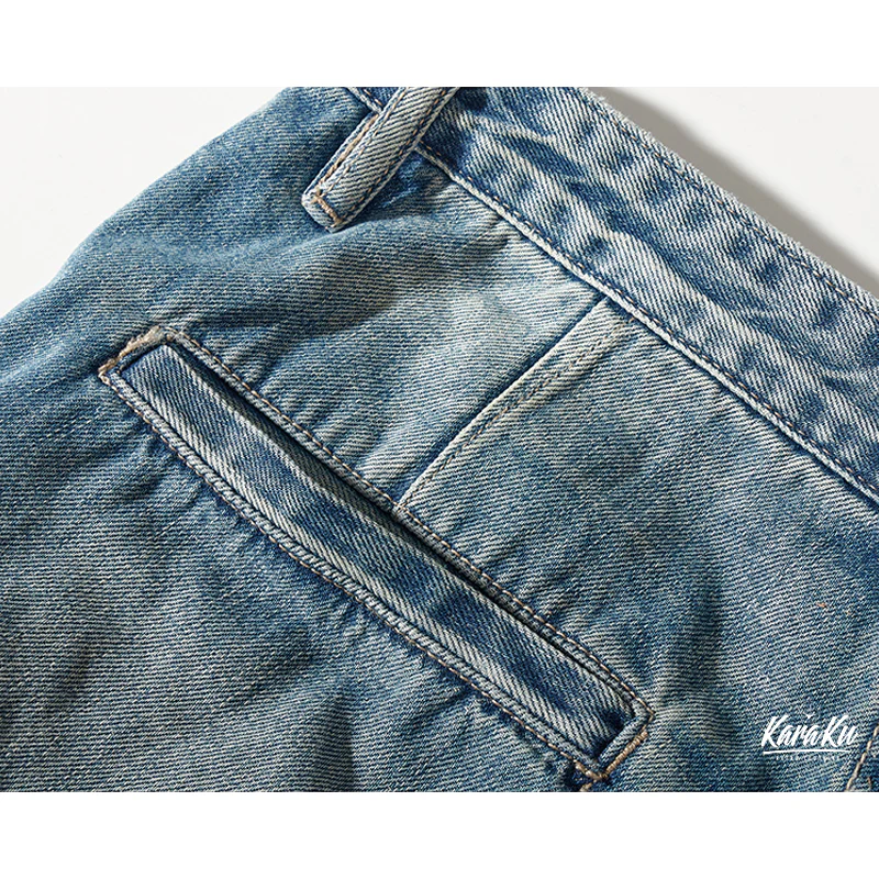 1970's 革バックル付けウォッシュ加工デニムショーツ - Image 10