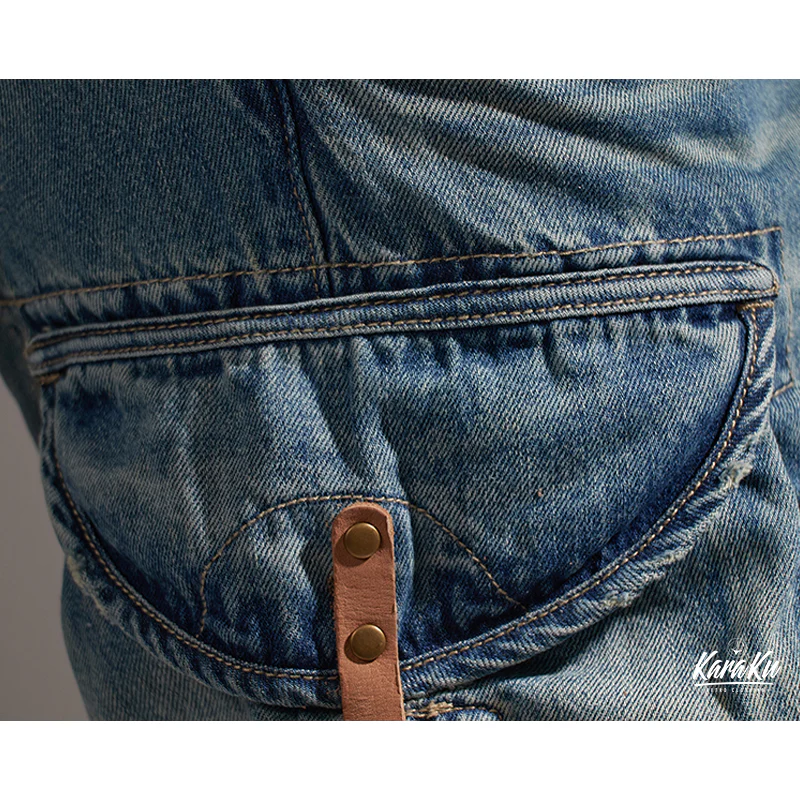 1970's 革バックル付けウォッシュ加工デニムショーツ - Image 8