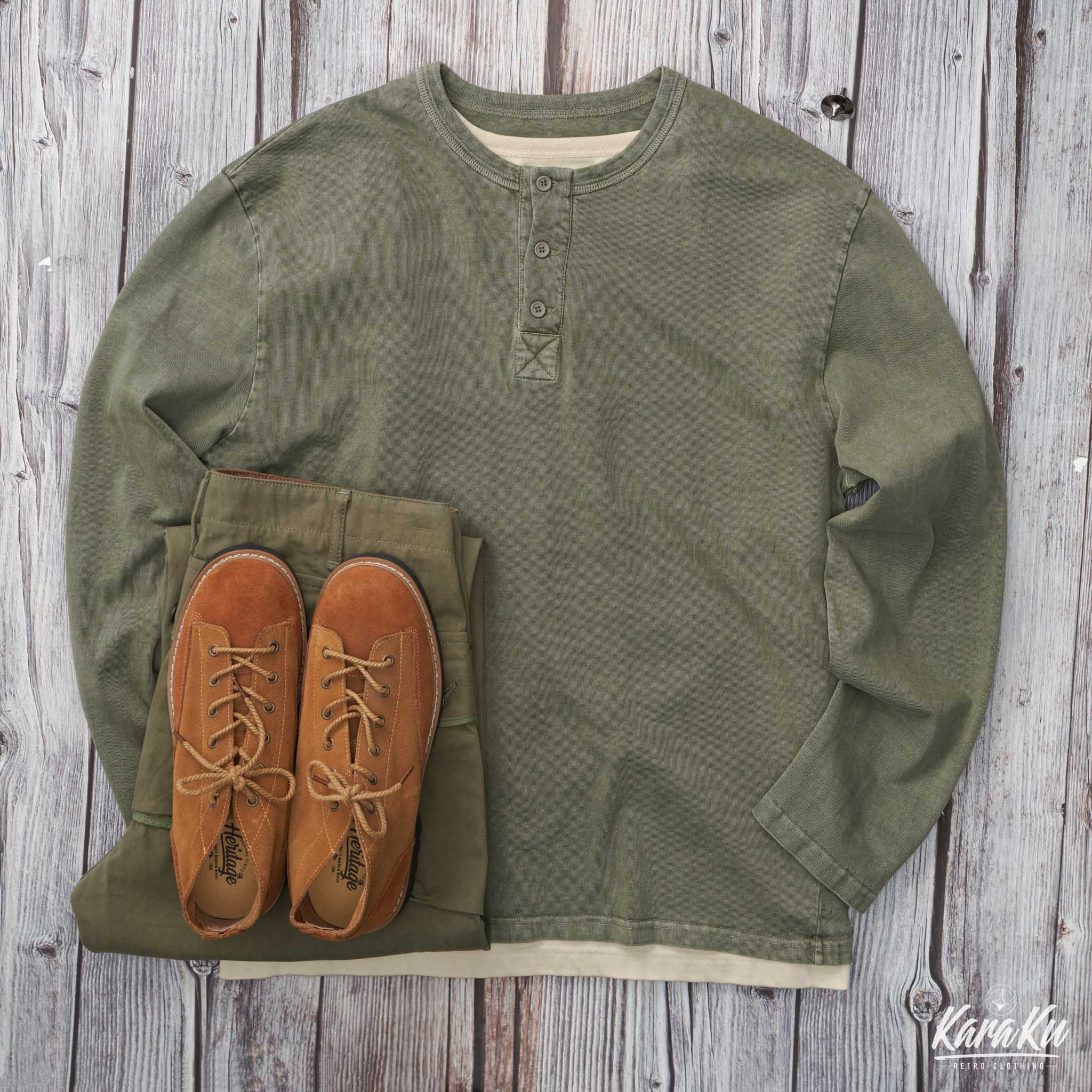 ウォッシュド加工 ヘビーウェイトヘンリーTシャツ - Image 19