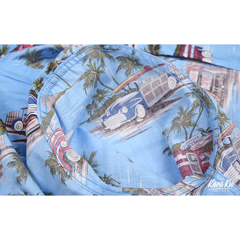 HAWAII ALOHA「ヤシの木・レトロカー・サーフボード」アロハシャツ - Image 12