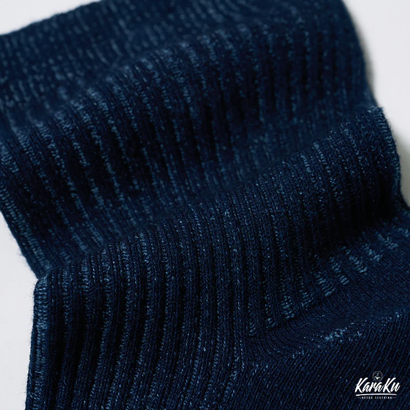 「藍染シリーズ」オオハシ刺繍入りリブ編みニットソックス - Image 9