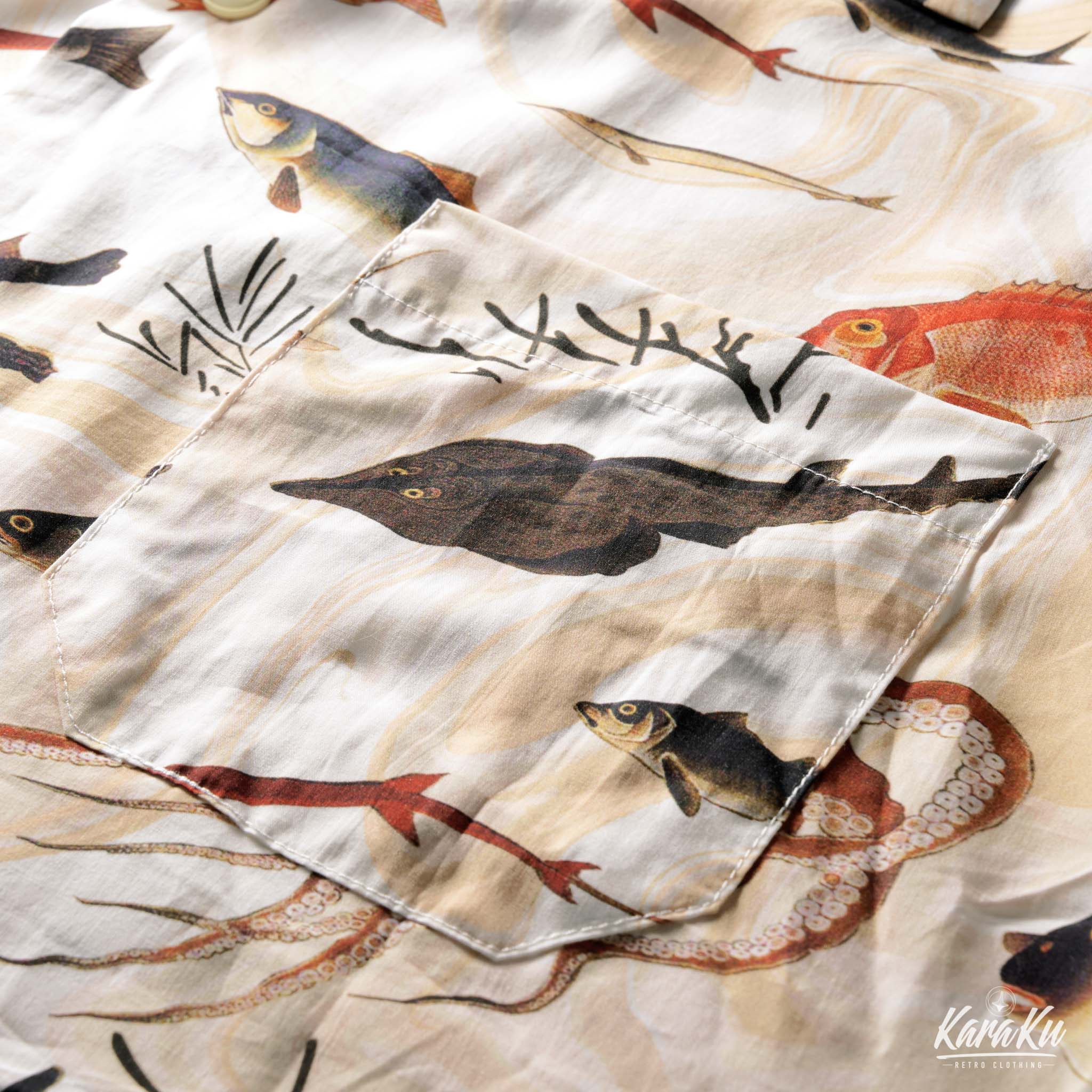 浮世絵風アロハシャツ 諸魚図《蛸》 - Image 7