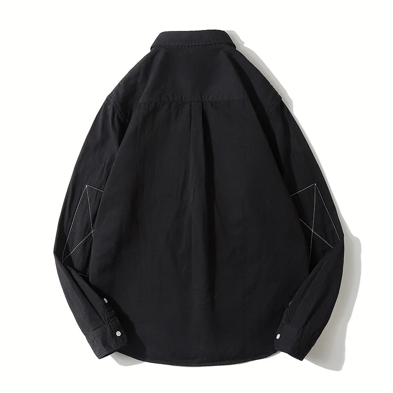 シワ加工 肘補強パッチコットンワークシャツ - Image 5