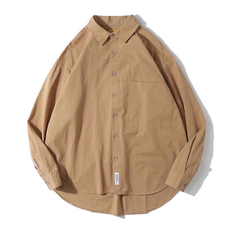 Cleanfit 無地三色ヘムライン長袖コットンシャツ