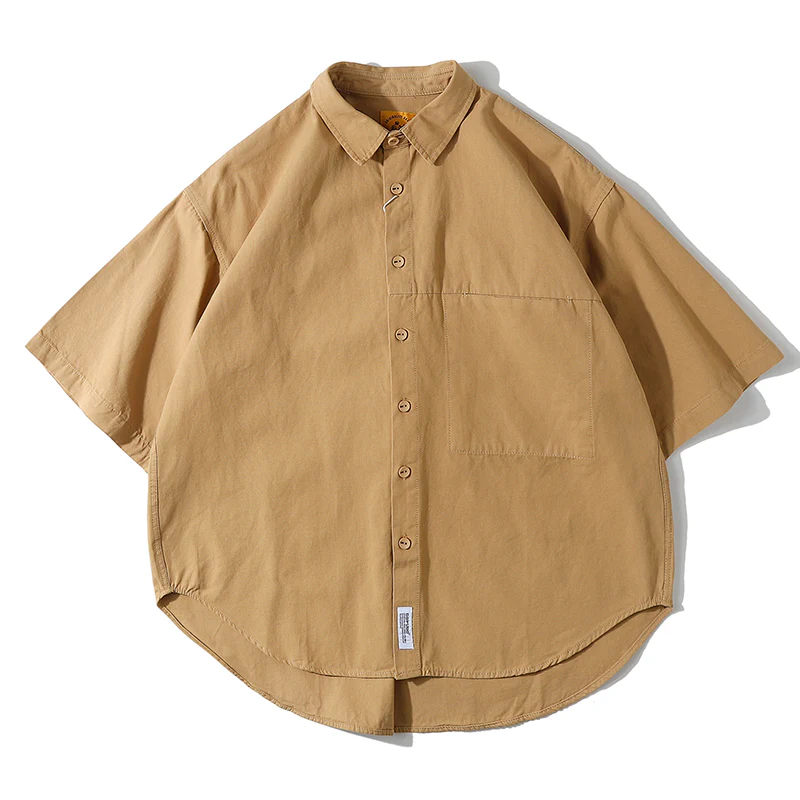 ワンポケット付きコットン半袖シャツ 全4色 - Image 2