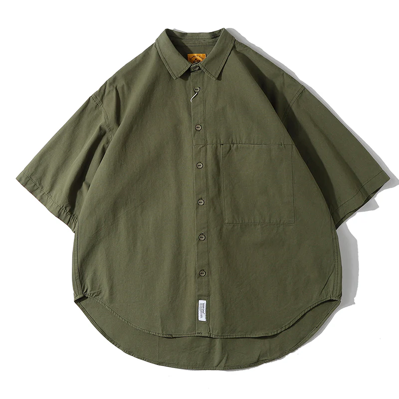 ワンポケット付きコットン半袖シャツ 全4色 - Image 3