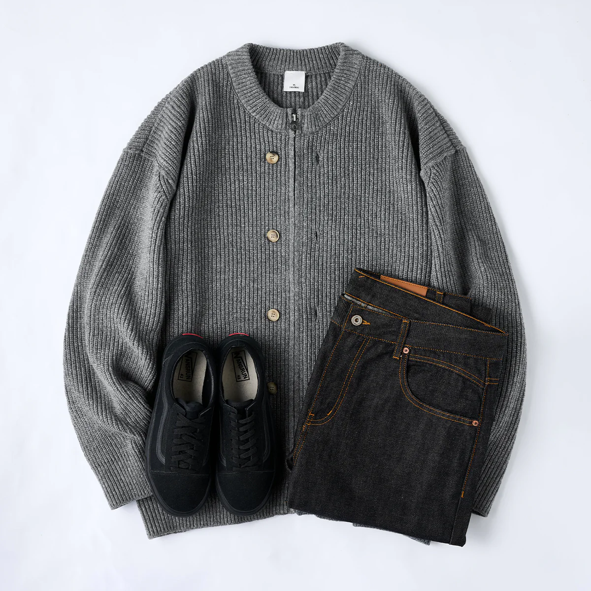 Button&Zipper 4色展開リブ編みニットカーディガン - Image 18
