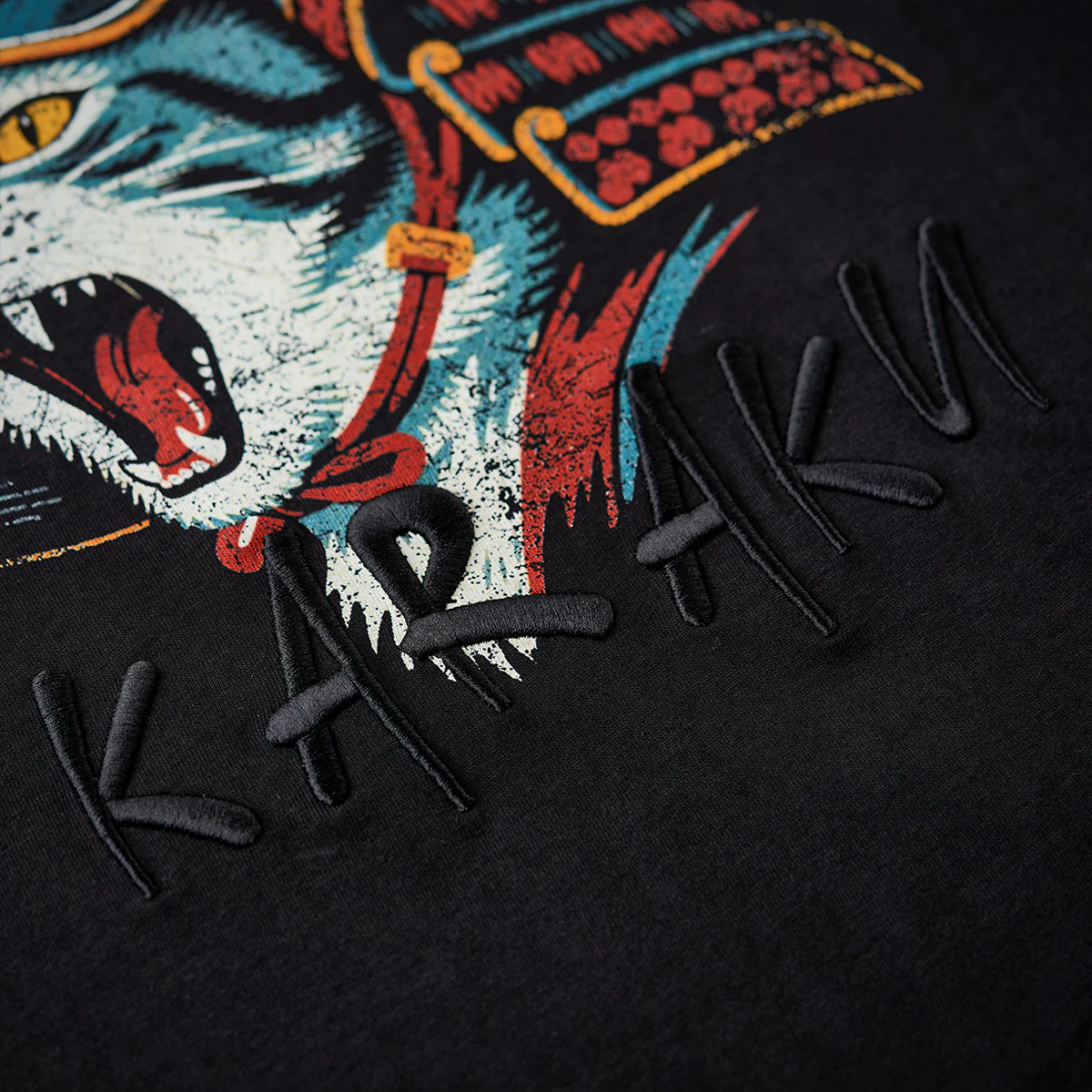 「烈吼ノ幕府将軍猫」プリント&karaku刺繍入りコットンTシャツ - Image 10