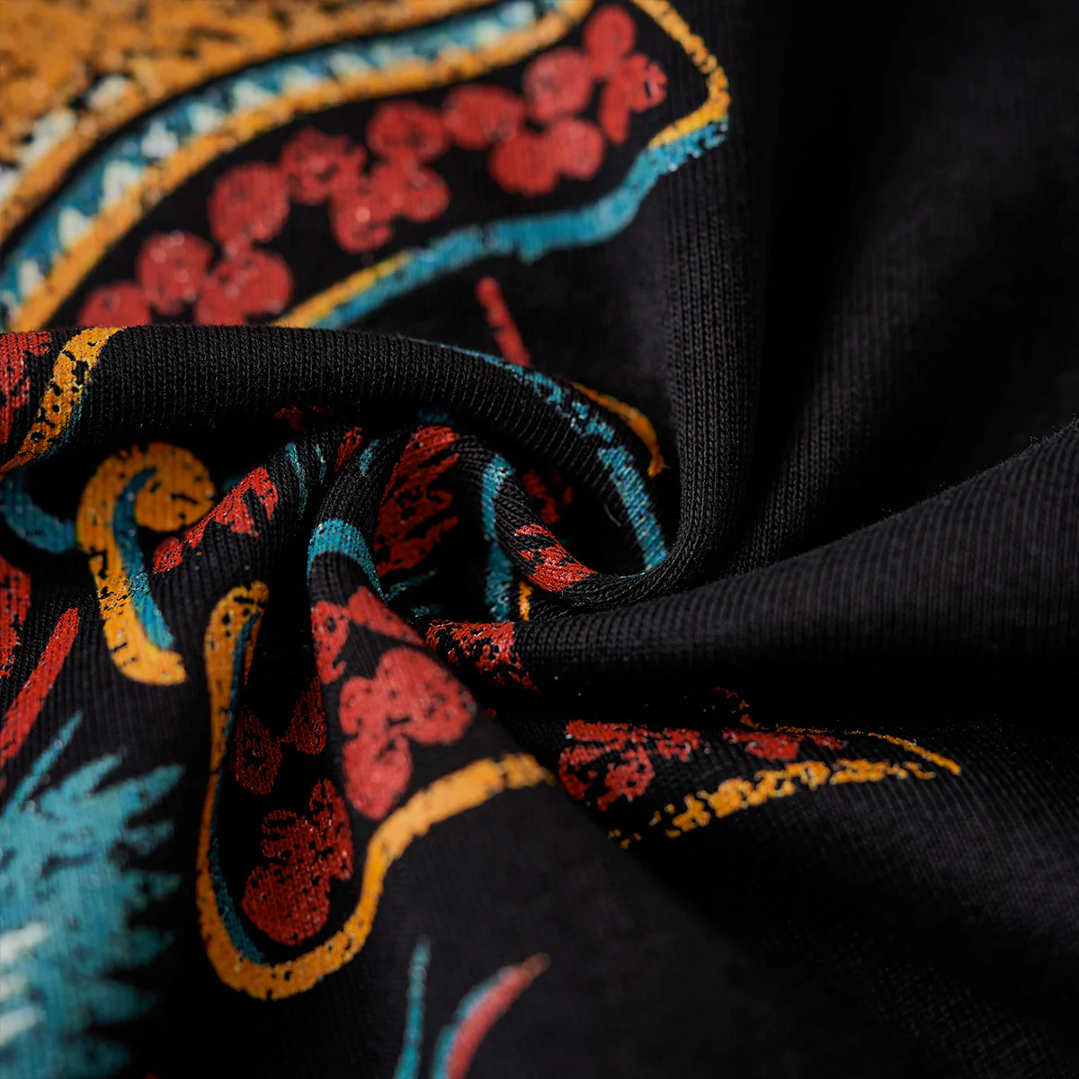 「烈吼ノ幕府将軍猫」プリント&karaku刺繍入りコットンTシャツ - Image 6