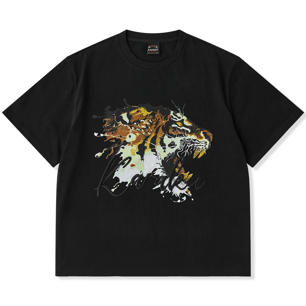 KARAKU×田中ラオウ「金虎」プリント&刺繍入りコットンTee