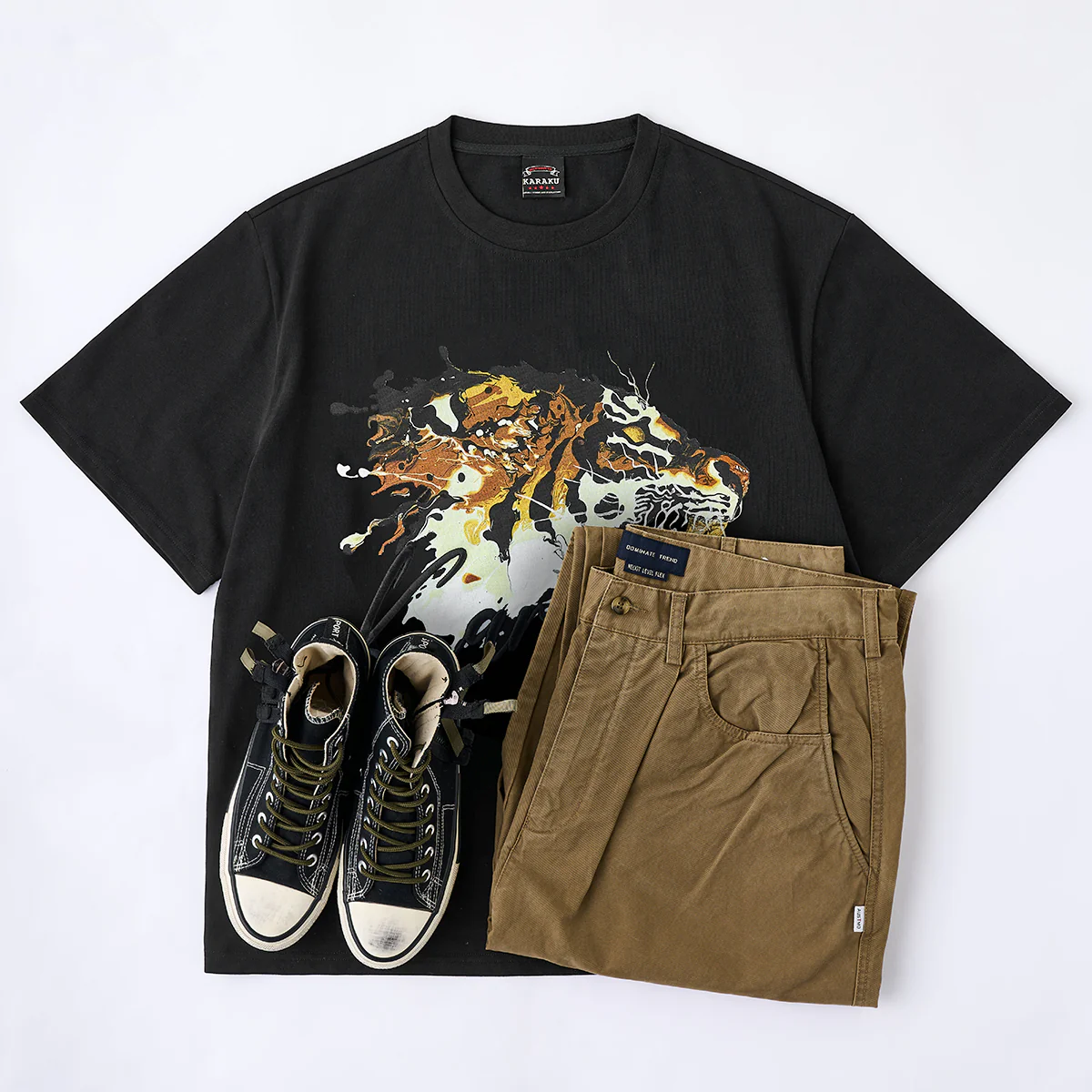 KARAKU×田中ラオウ「金虎」プリント&刺繍入りコットンTee - Image 16