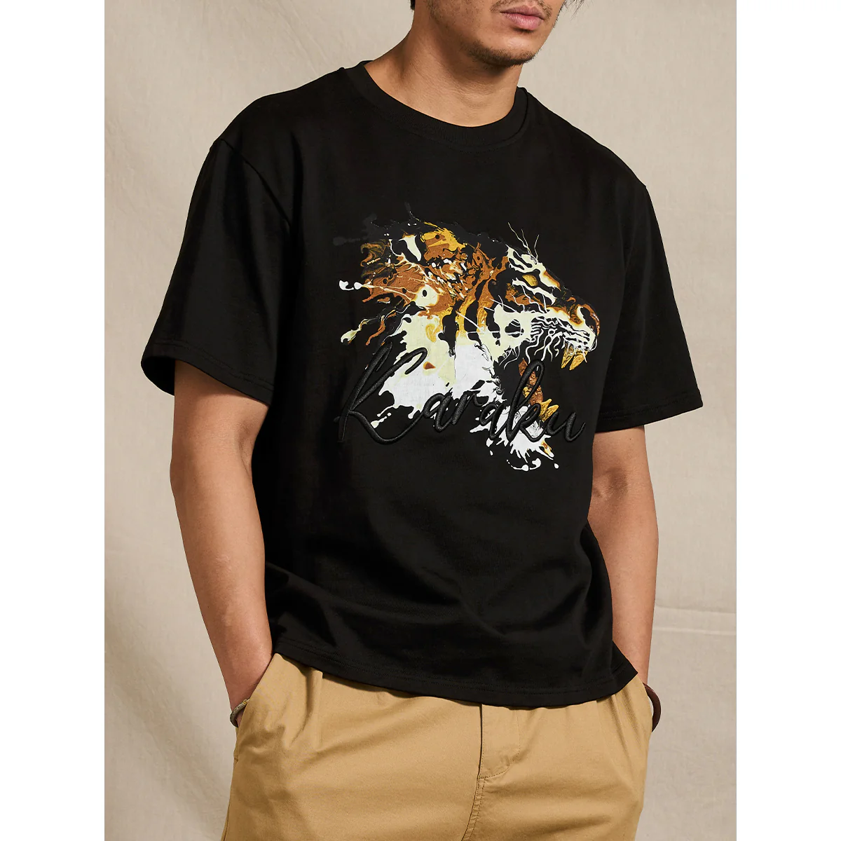 KARAKU×田中ラオウ「金虎」プリント&刺繍入りコットンTee - Image 6