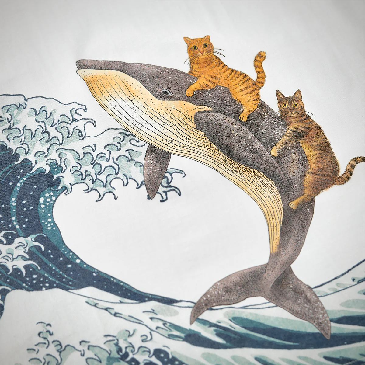 「KaraKux365CAT.ART」鯨と泳ぐ猫 浮世絵柄コットンTee - Image 13