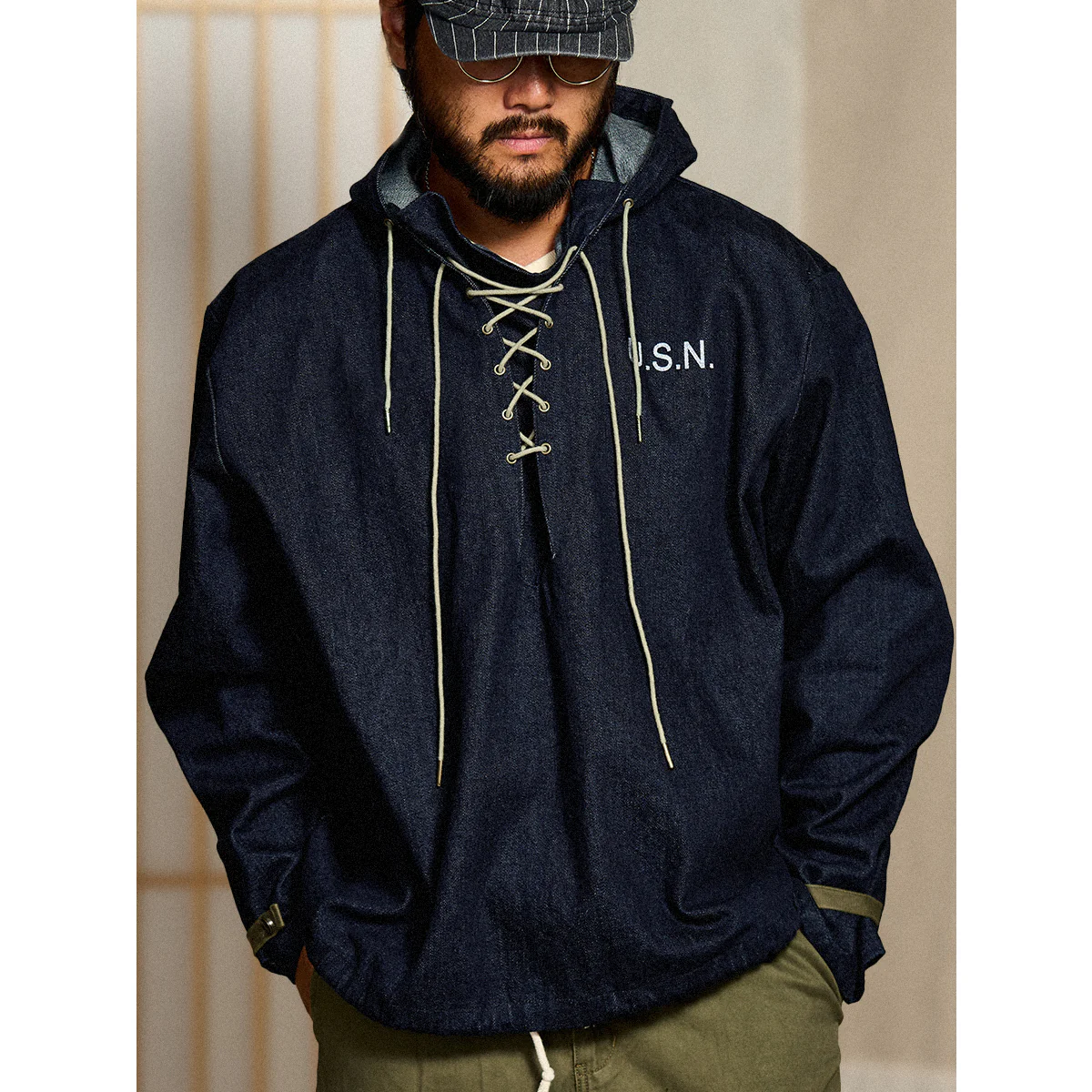 裾ヒモ付き　米軍 40’s デニムデッキパーカー - Image 5