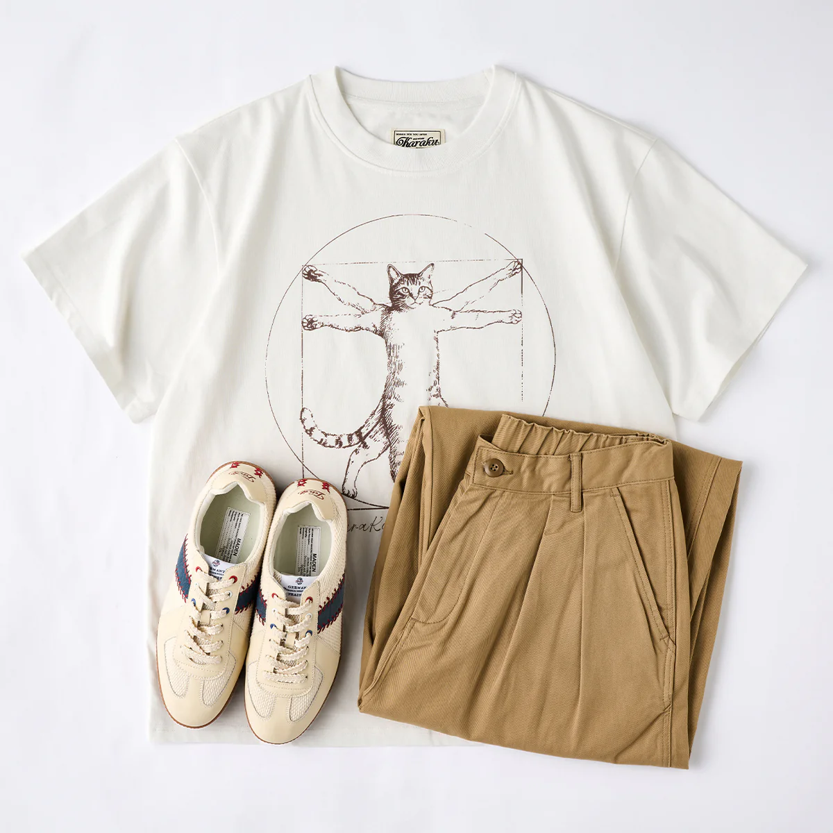 「ウィトルウィウス的にゃん体図」スケッチ風線画コットンTee - Image 14
