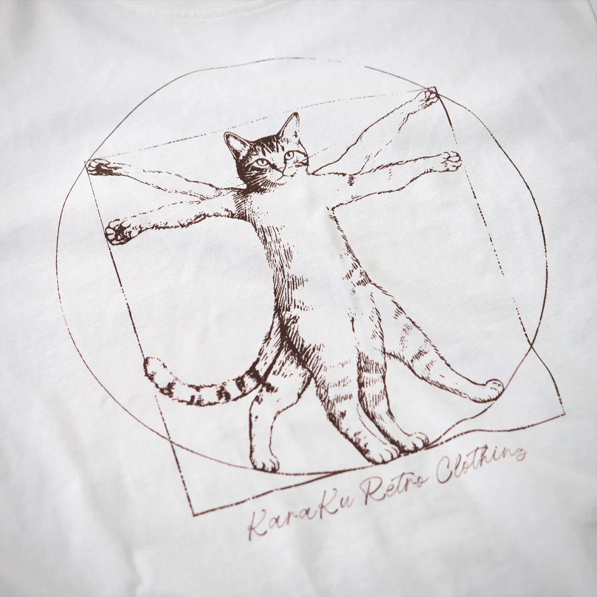 「ウィトルウィウス的にゃん体図」スケッチ風線画コットンTee - Image 9