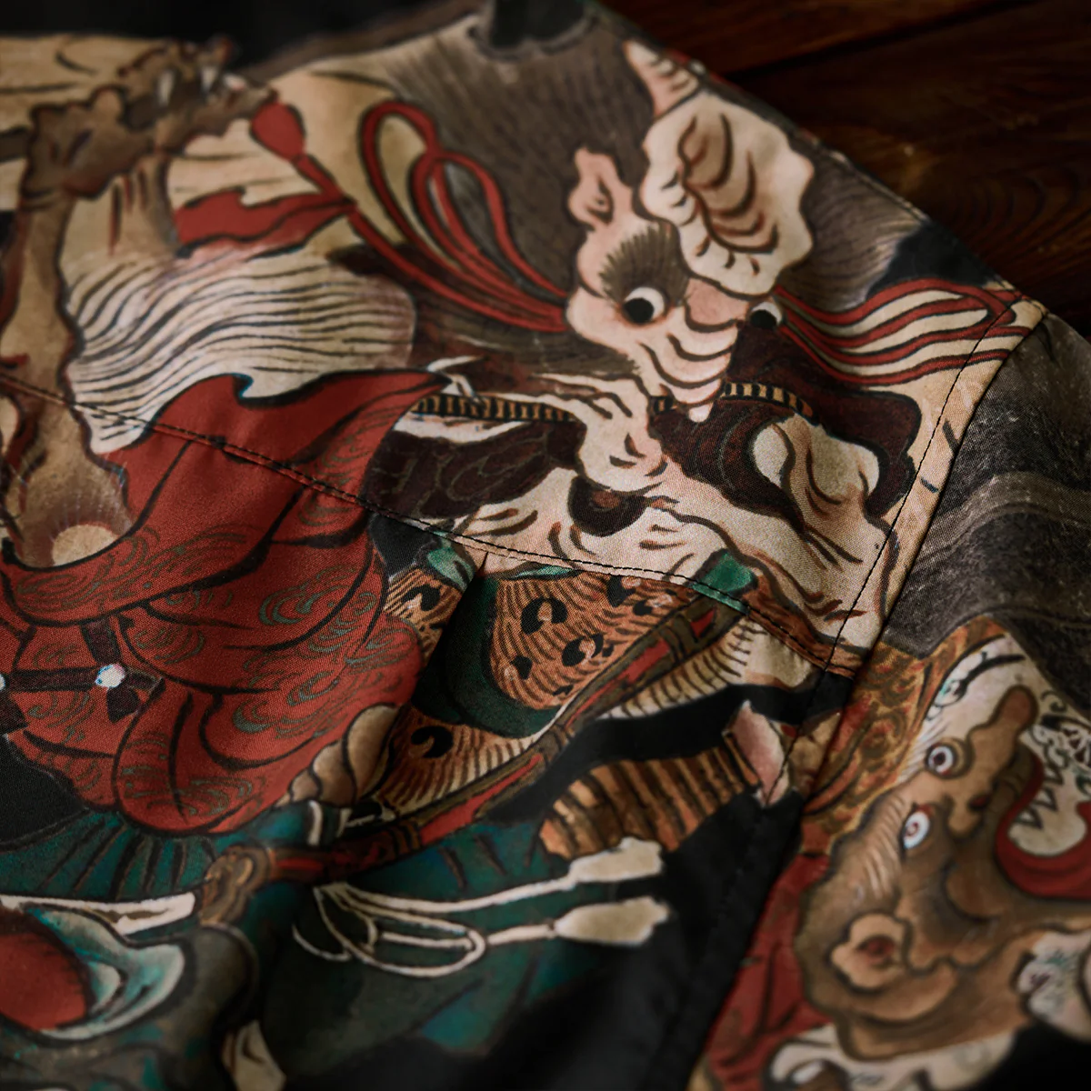 室町時代「妖怪絵巻」浮世絵総柄オープンカラーシャツ - Image 13