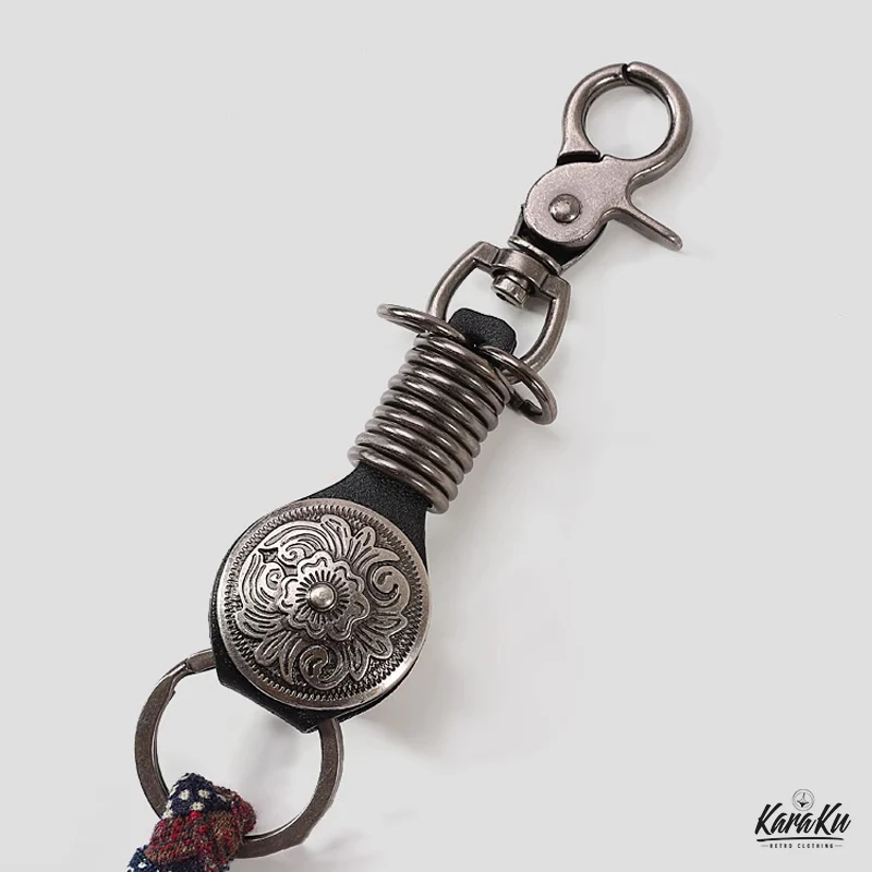 トップレザーⅹ藍染め綿麻タッセルコンビキーホルダー - Image 7
