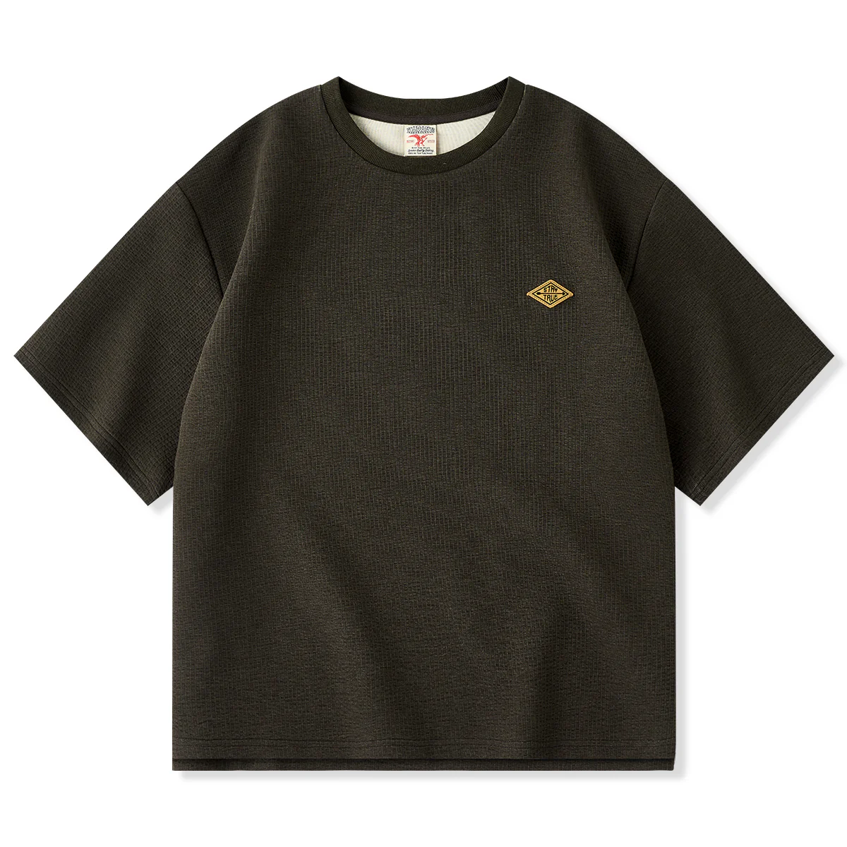 「STAY TRUE」刺繍ワッペン　ジャガードワッフルエアーレイヤーTee