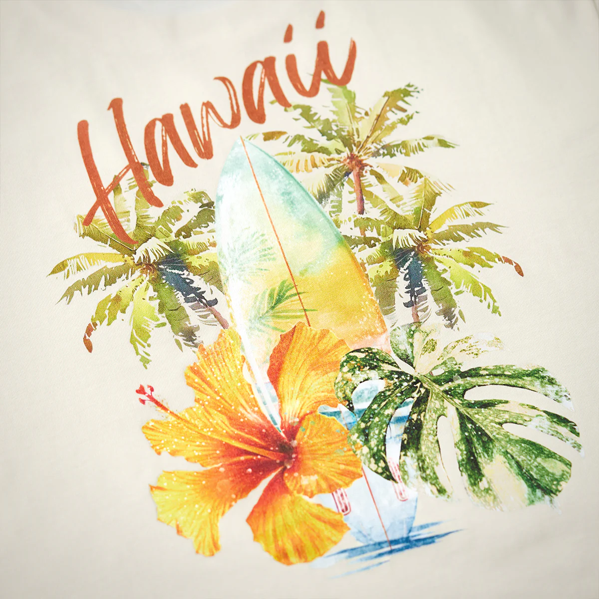 水彩風　ALOHA・トロピカルバックプリントコットンTシャツ - Image 10