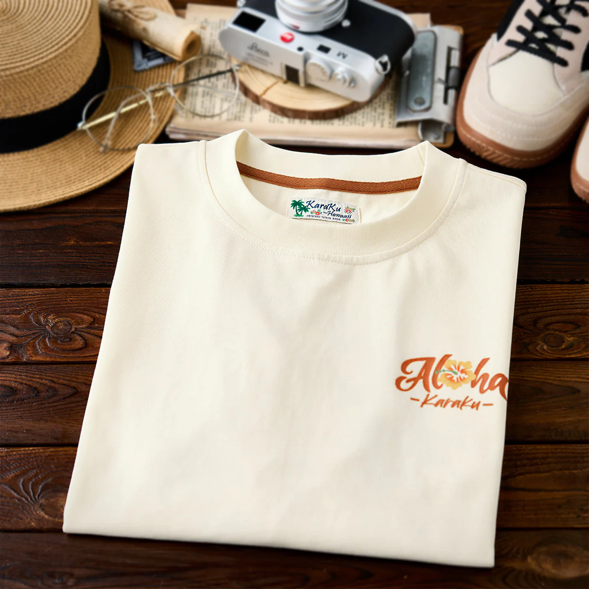 水彩風　ALOHA・トロピカルバックプリントコットンTシャツ - Image 5
