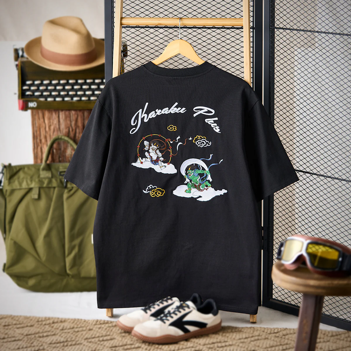 俵屋宗達「風神雷神図」刺繍入りヘビーウェイトTee - Image 3