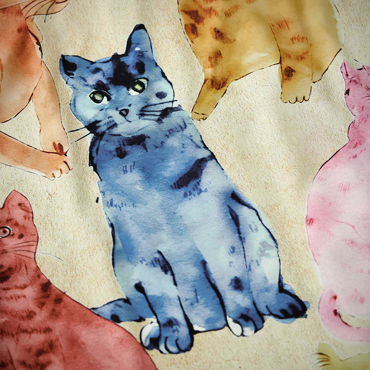「カラフルキャット」ポップアート風プリントアロハシャツ - Image 19