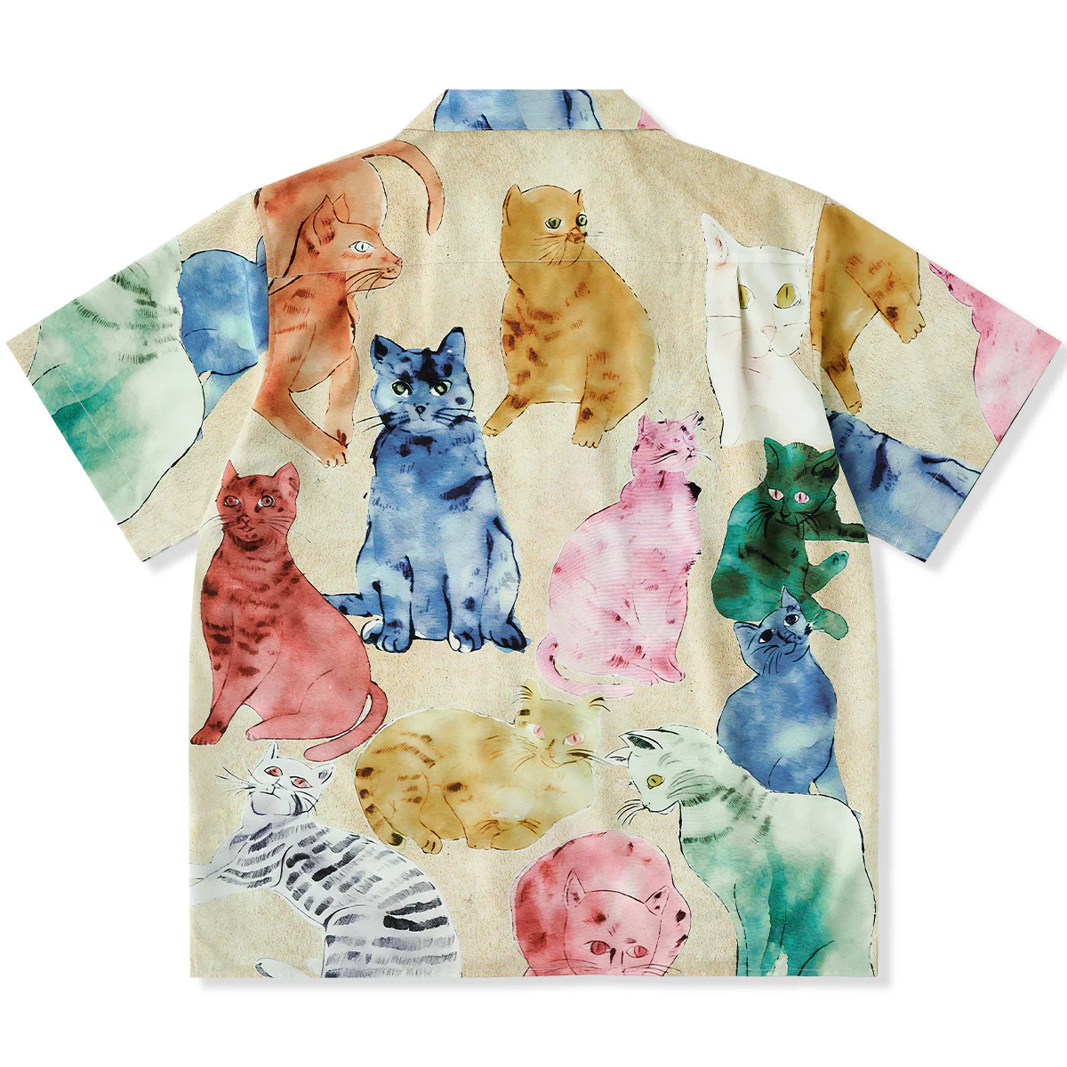「カラフルキャット」ポップアート風プリントアロハシャツ - Image 2