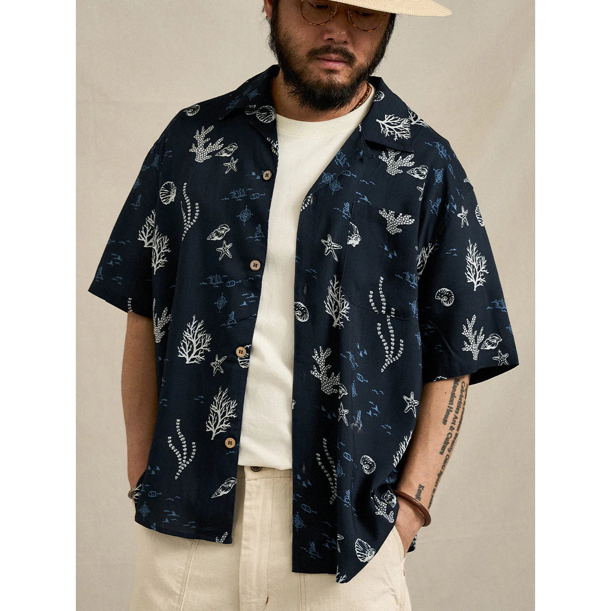 「海底の宝探し」総柄プリントアロハシャツ - Image 7