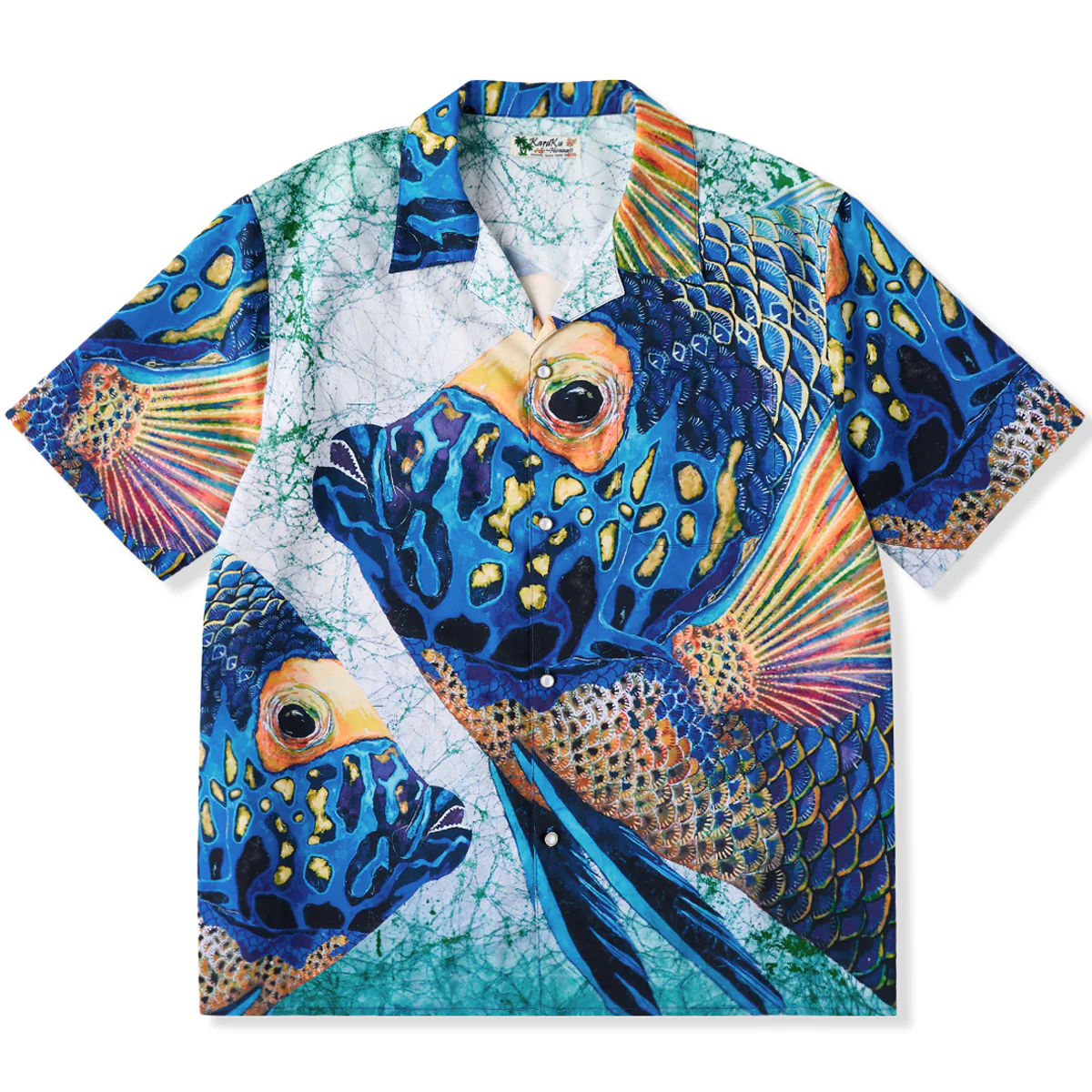 KARAKU×彩蘭弥「アデャッコ-The blueface angelfish」アロハシャツ