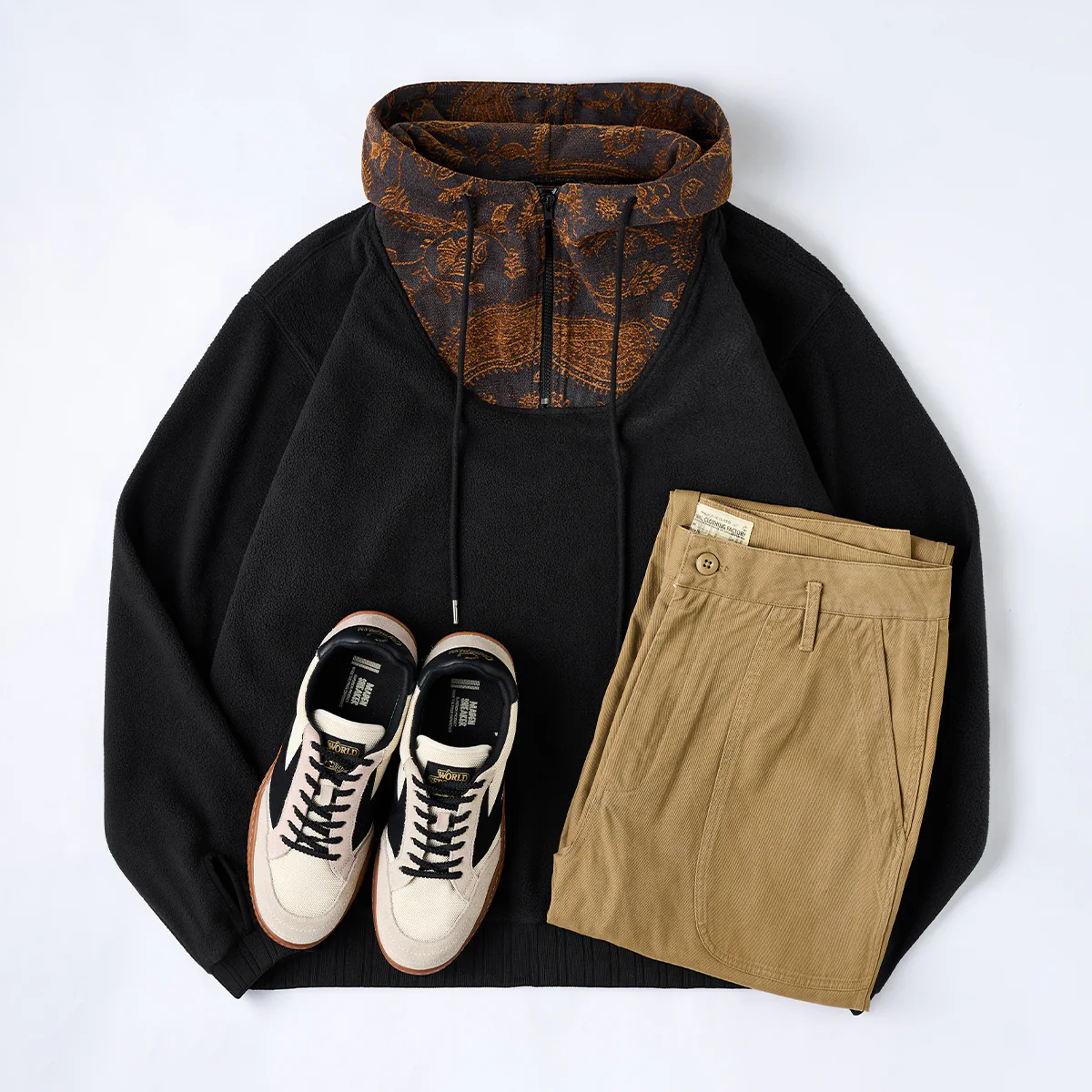 ペイズリー柄シェニル切替 ハーフジップフリースパーカー - Image 15