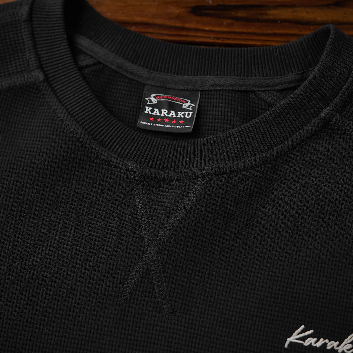 ジャガードペイズリー切替 「KaraKu」刺繡ミニワッフルスウェット - Image 9
