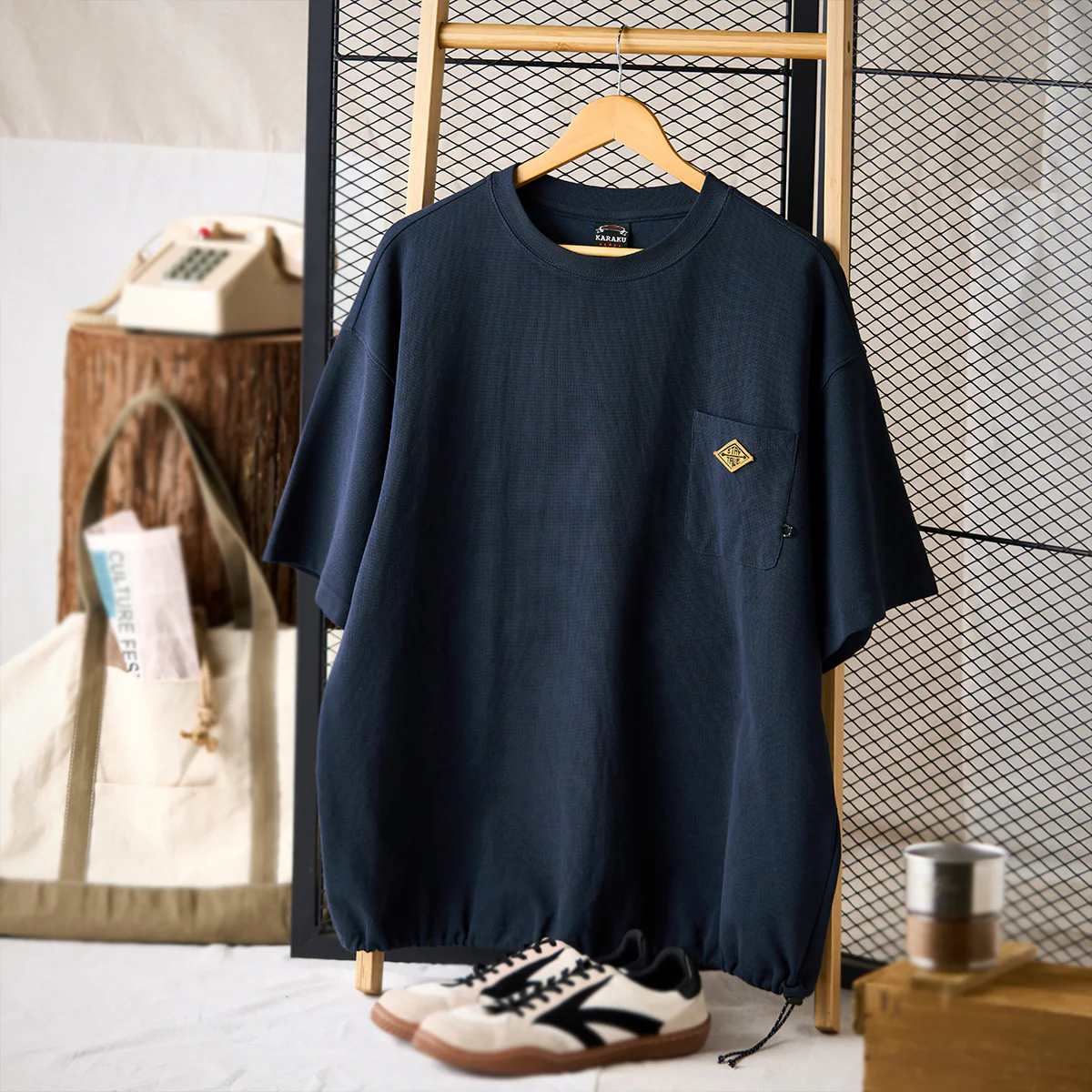 新色追加！「STAY TRUE」刺繍ワッペン　裾ドローコードワッフルTee - Image 5