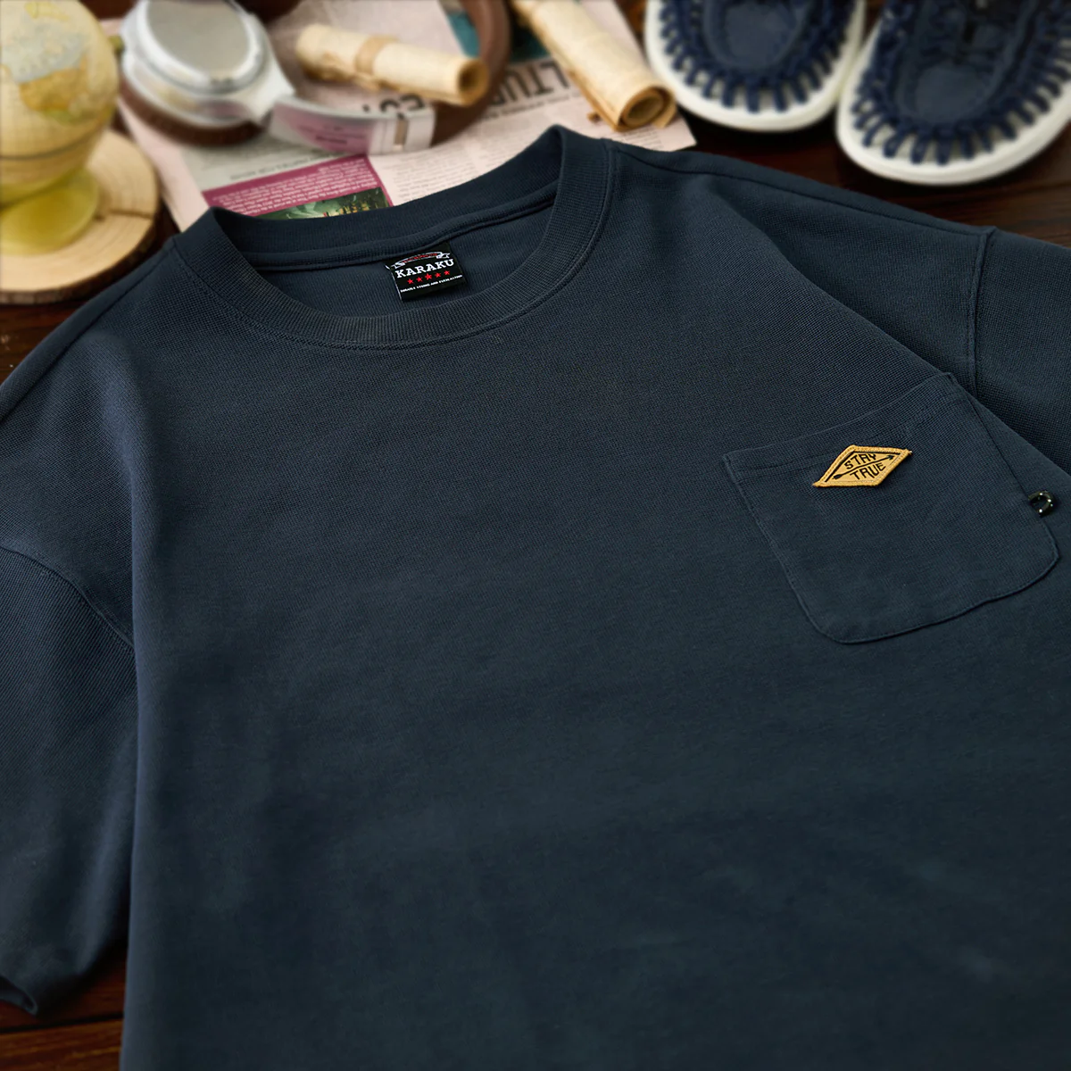 新色追加！「STAY TRUE」刺繍ワッペン　裾ドローコードワッフルTee - Image 6